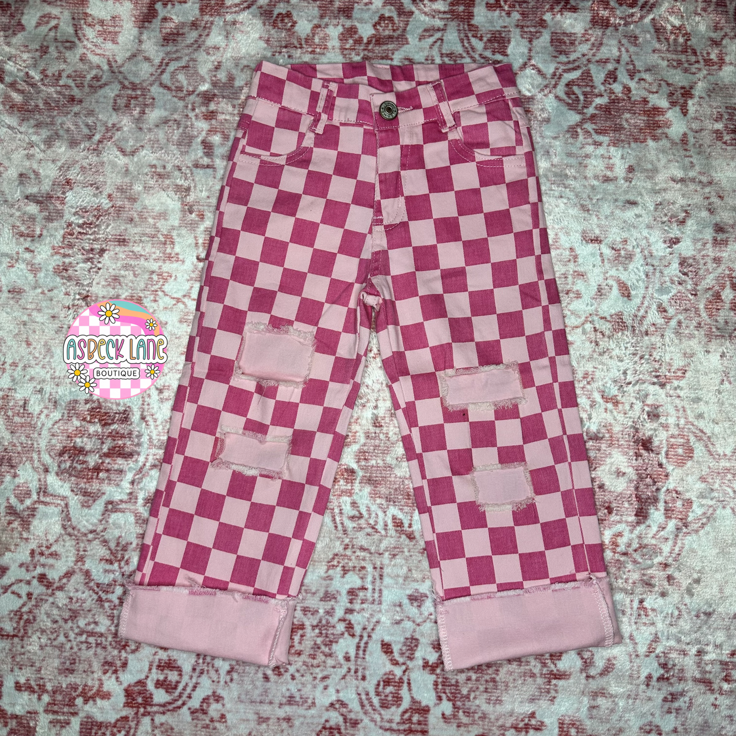 Pink checkered Jeans