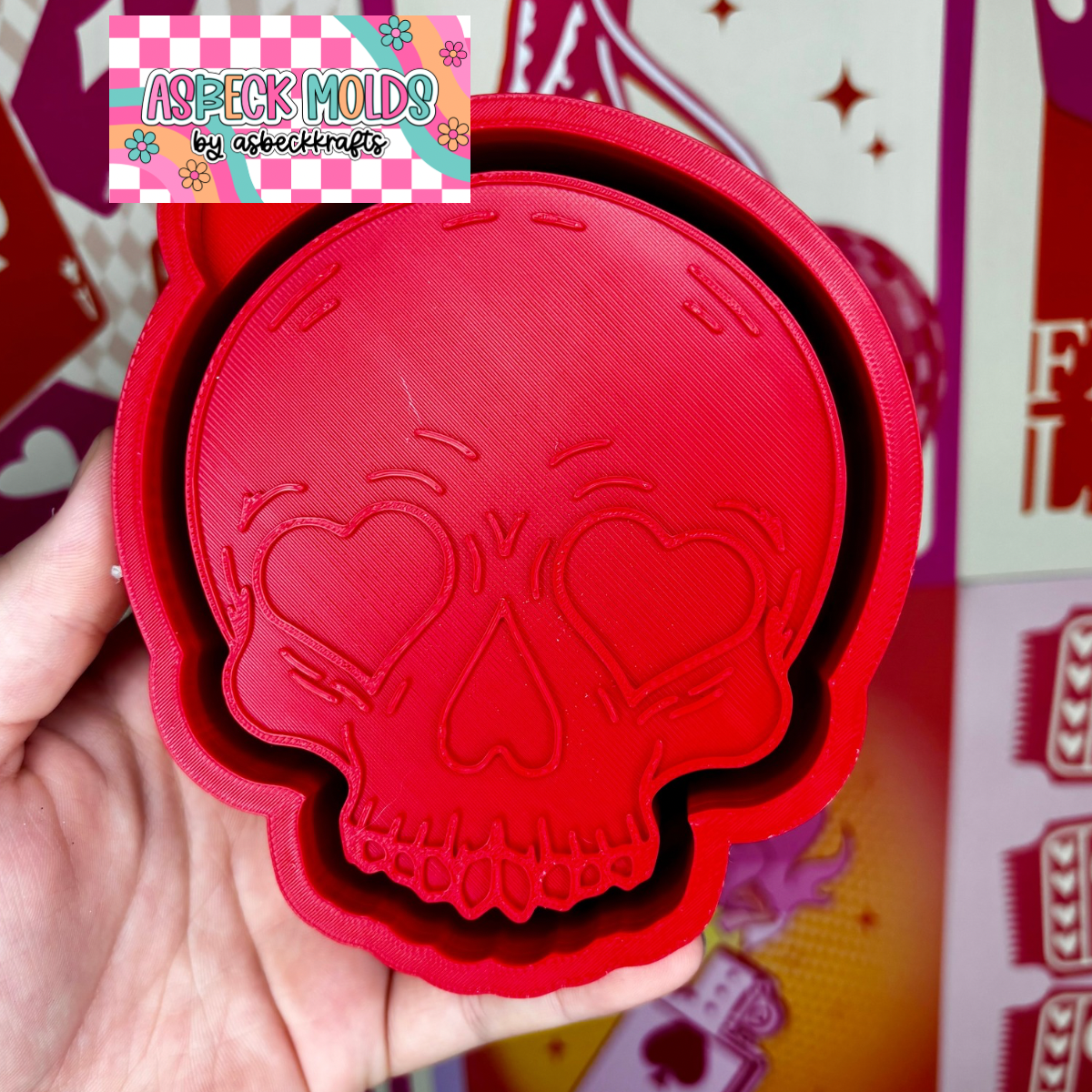 Skull with heart eyes