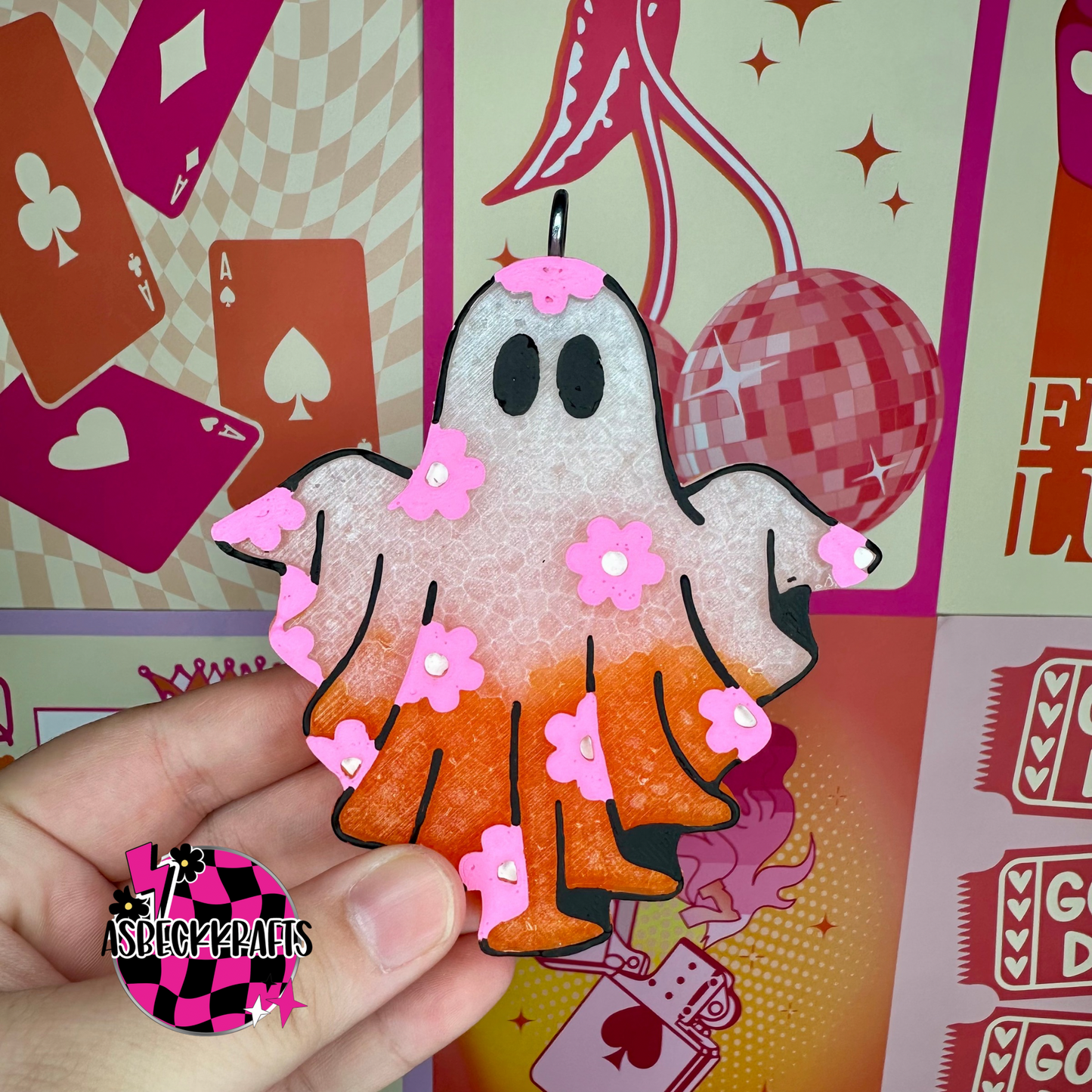 Orange floral ghost
