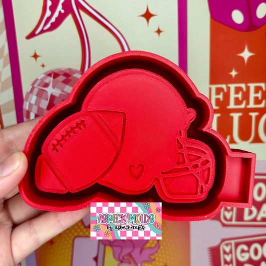 Helmet with football and heart