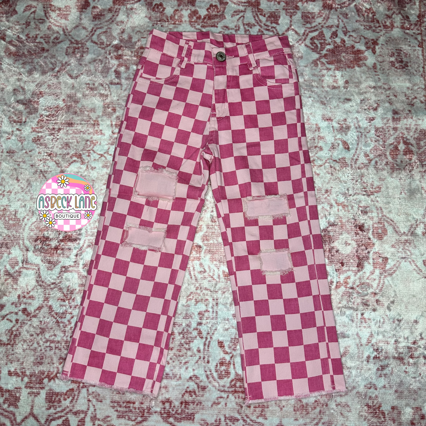 Pink checkered Jeans
