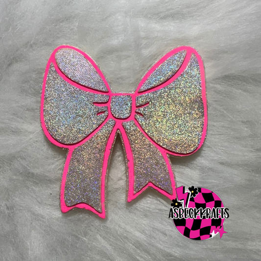 Silver and pink bow
