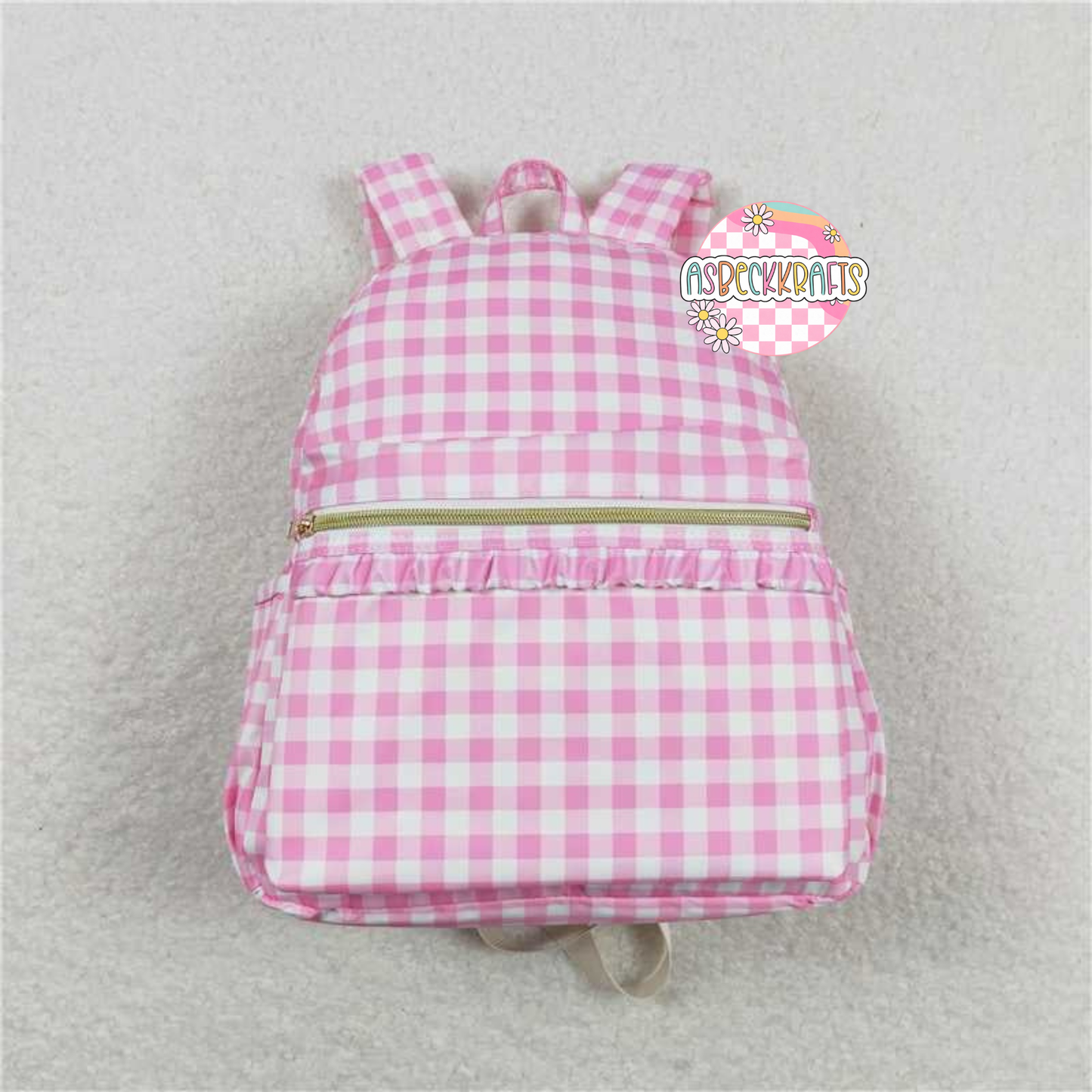 Pink plaid backpack
