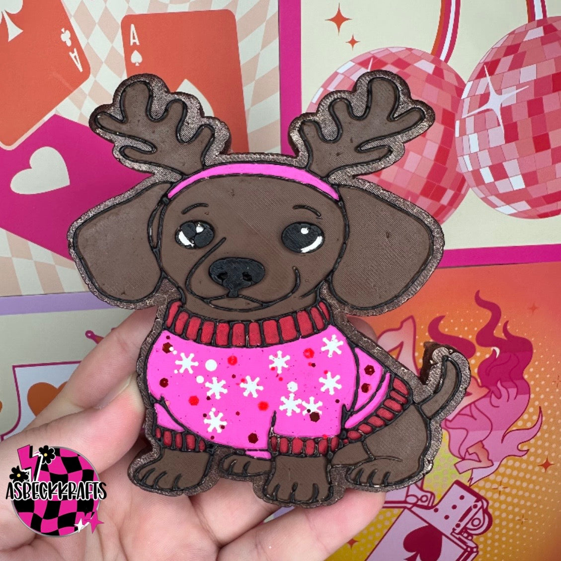 Christmas weenie dog