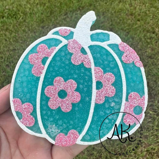 Turquoise floral pumpkin