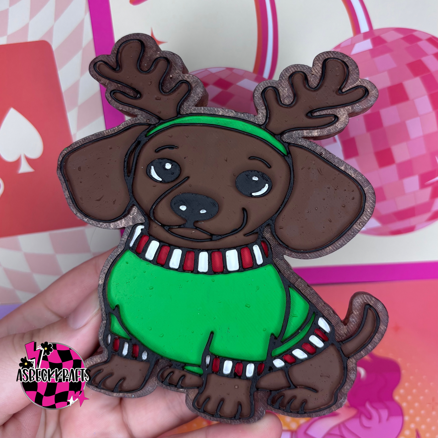 Christmas weenie dog