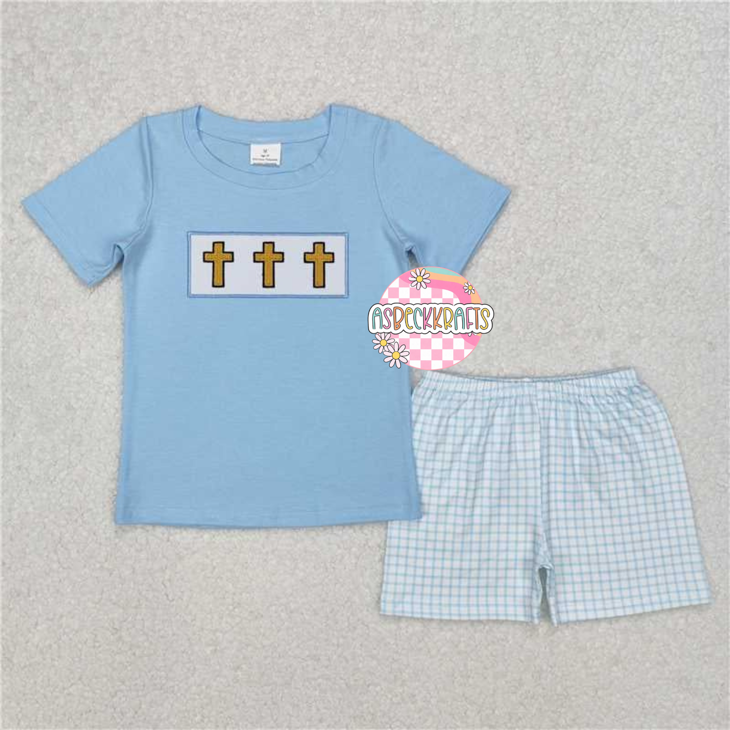 Embroidered Cross Short set boys