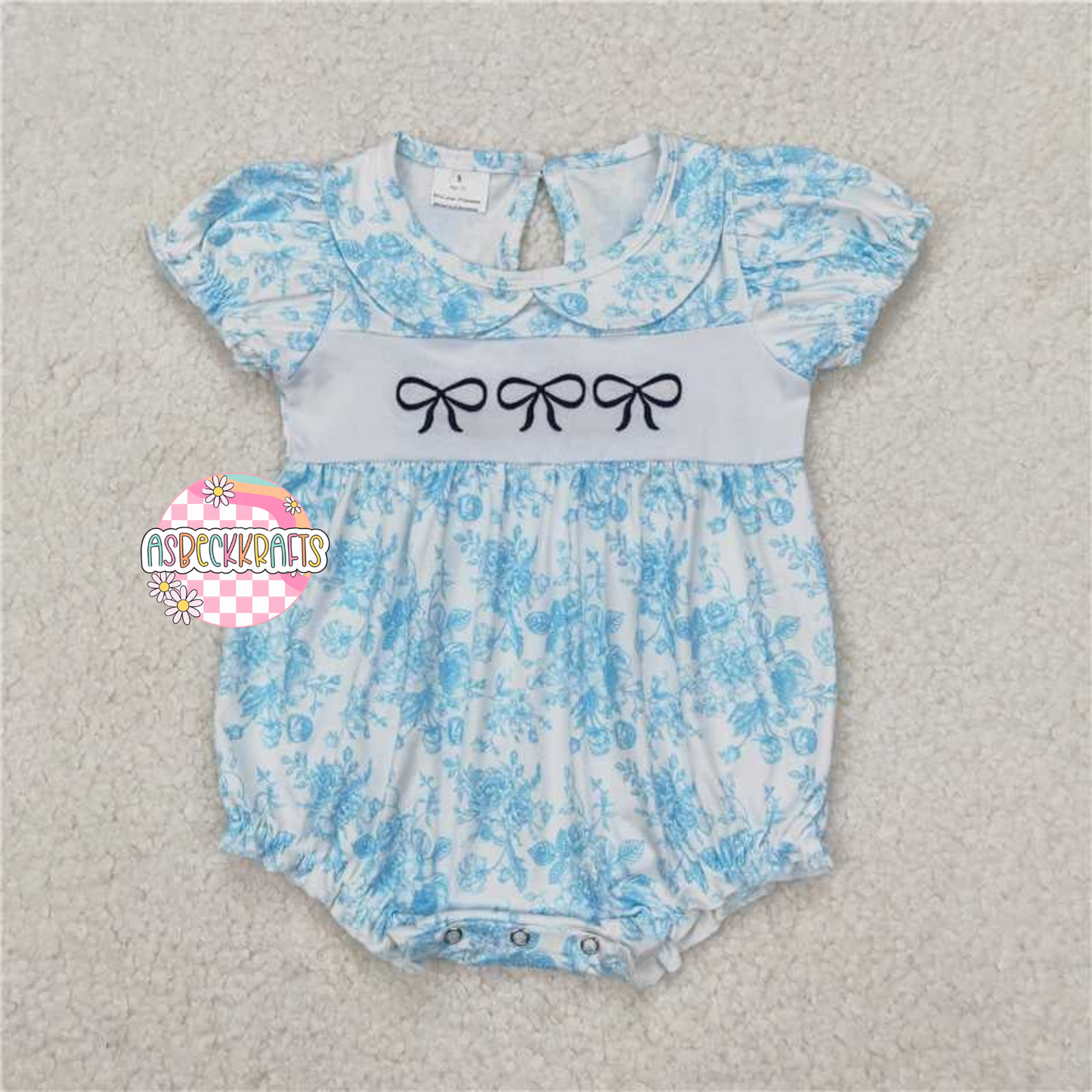 Pretty in blue Smocked Bubble